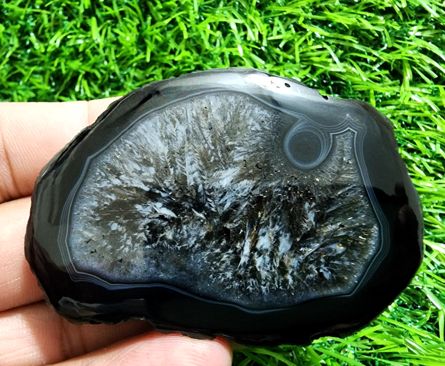 Beautiful Designer Window Druzy Agate Fancy Shape 57 Carat Gemstone For Jewelry