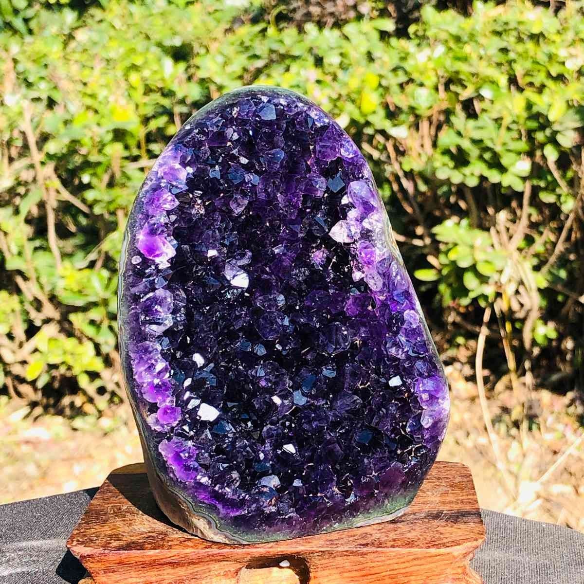 2piece Natural Crystal Amethyst Geode Wealth Attraction Collection 1.12+1.15kg