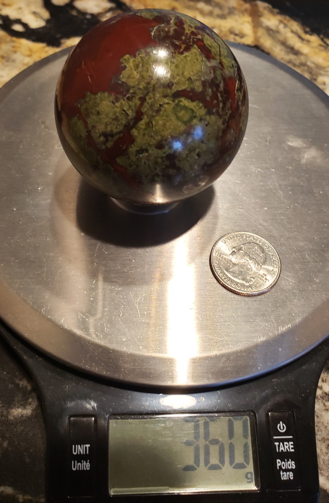 2.4″ Dragon’s Blood Stone Jasper Quartz Mineral Crystal Sphere Ball Orb, 360g