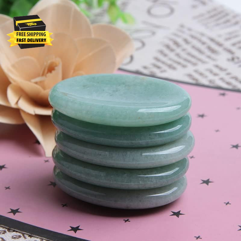 2Pcs Jade Palm Stone Green Rock Crystal Healing Reiki Polished Worry Stone ⭐️⭐️⭐
