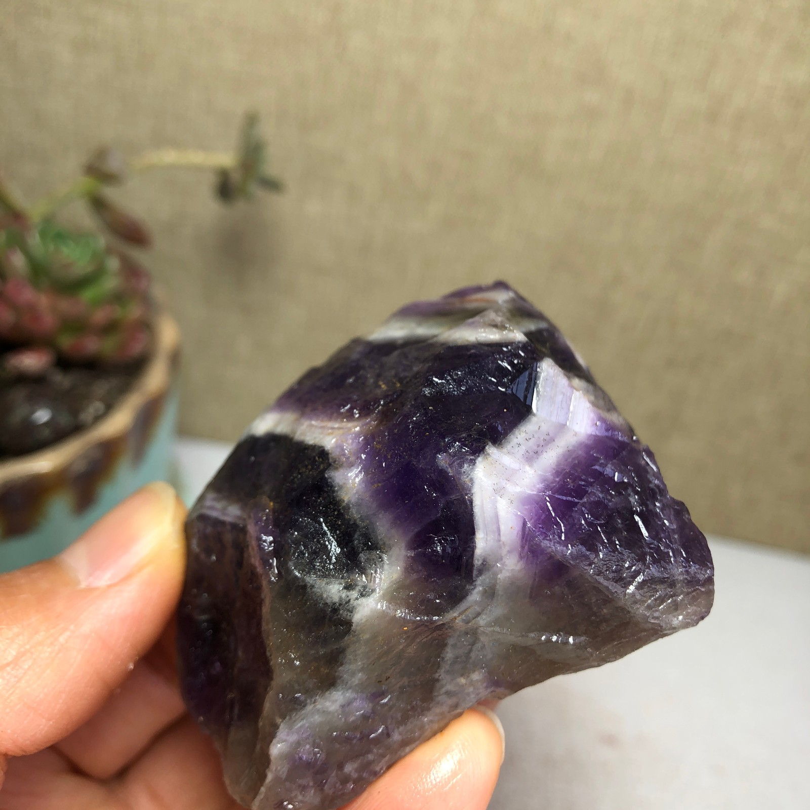 58mm Natural Dream Amethyst gemstone rough Crystal uncut specimens 110g A3813