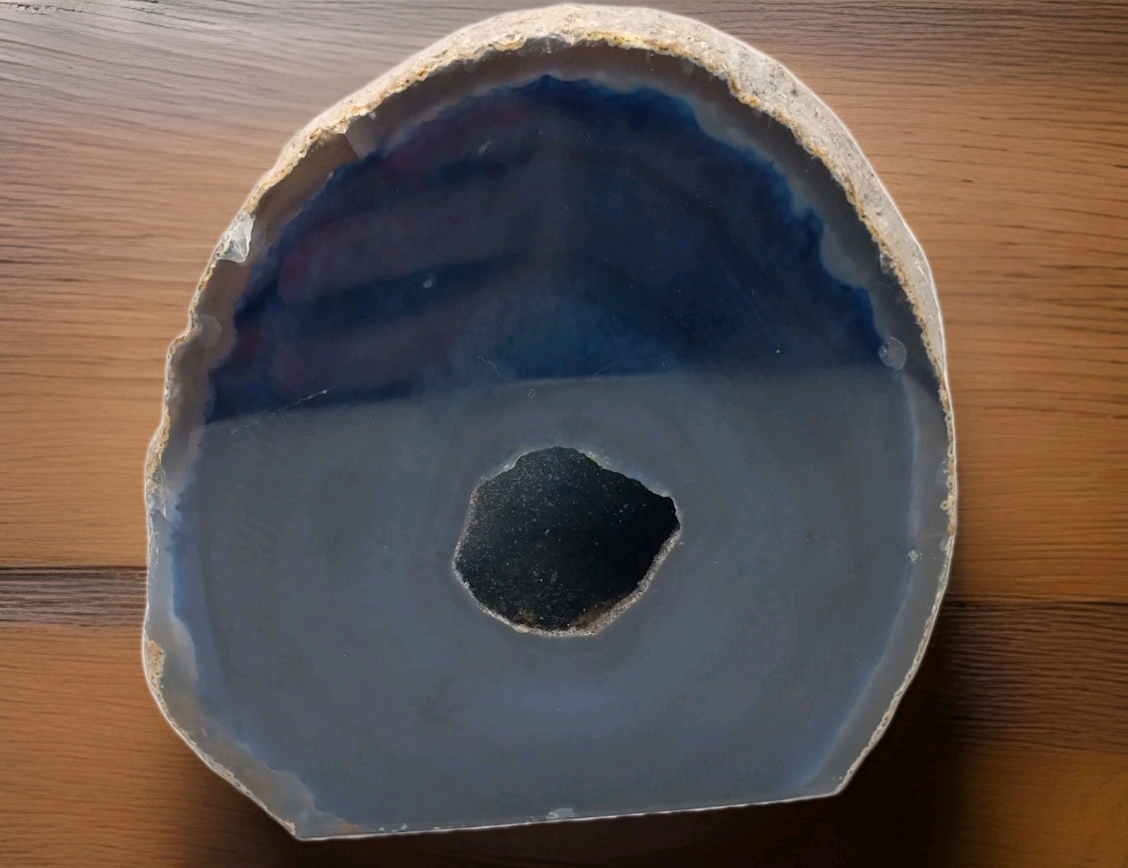 AGATE Geode Slab Polished Cut Base Freestanding Crystal Healing Brazil DEEP BLUE