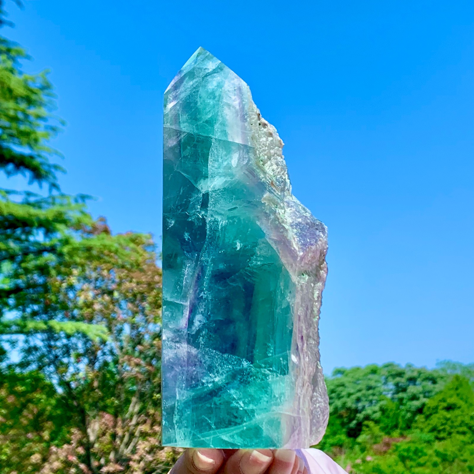 1.92LB Rare Natural Fluorite Quartz Crystal Freeform Mineral Specimen Healing