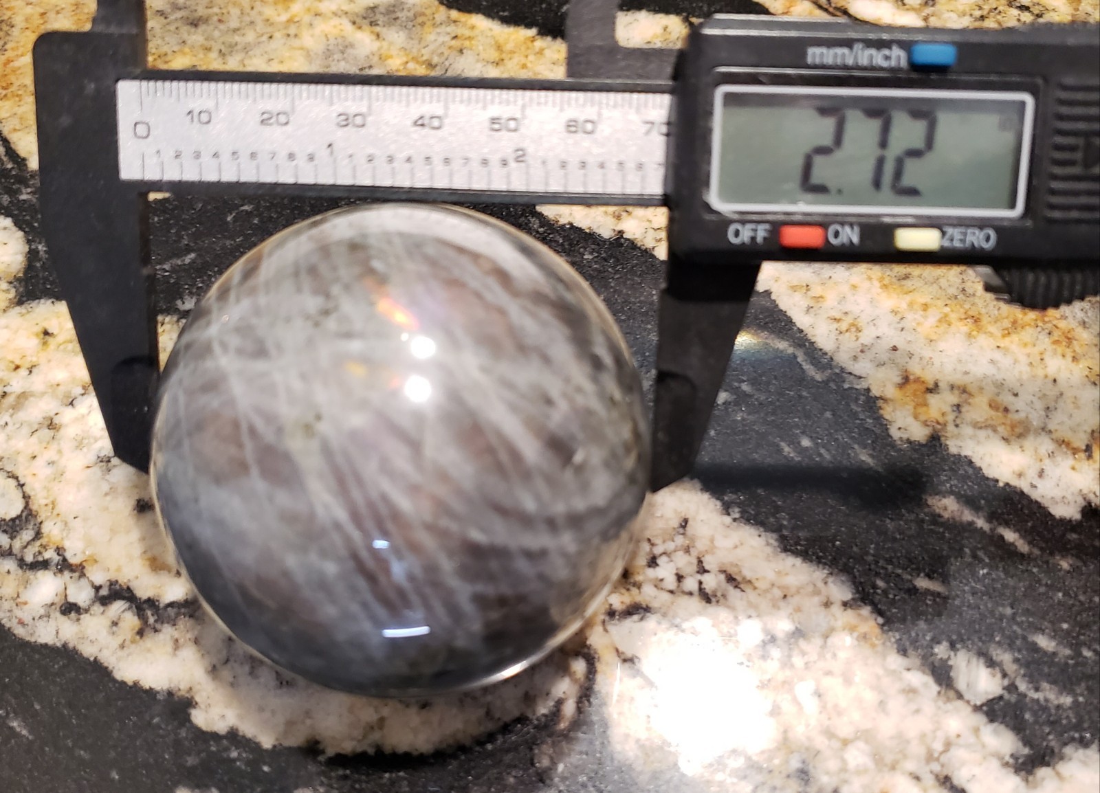 2.7″ Labradorite Mineral Crystal Iridescence Sphere Ball Orb Sunset Flash, 469g