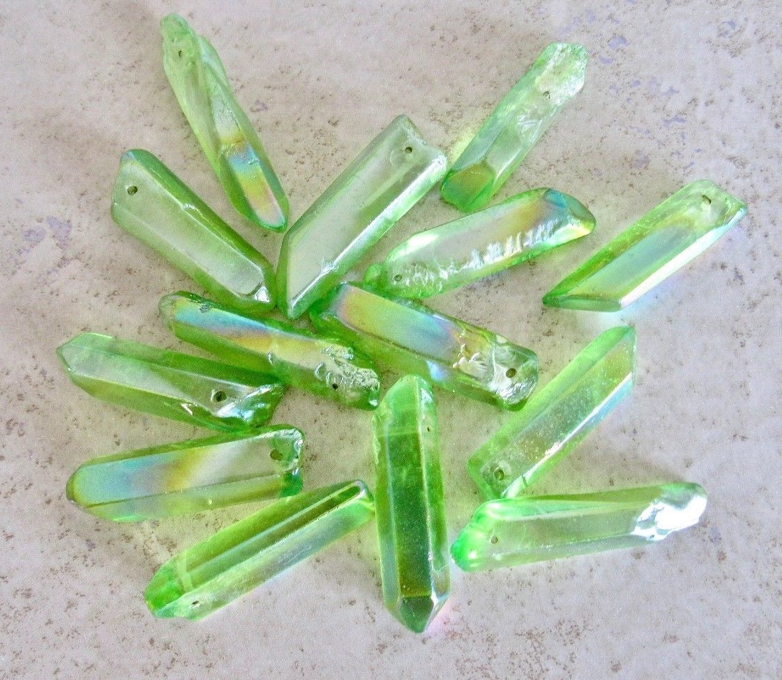 Apple Aura Quartz Stone Healing Crystal Gemstone Double Point Wand Reiki Energy