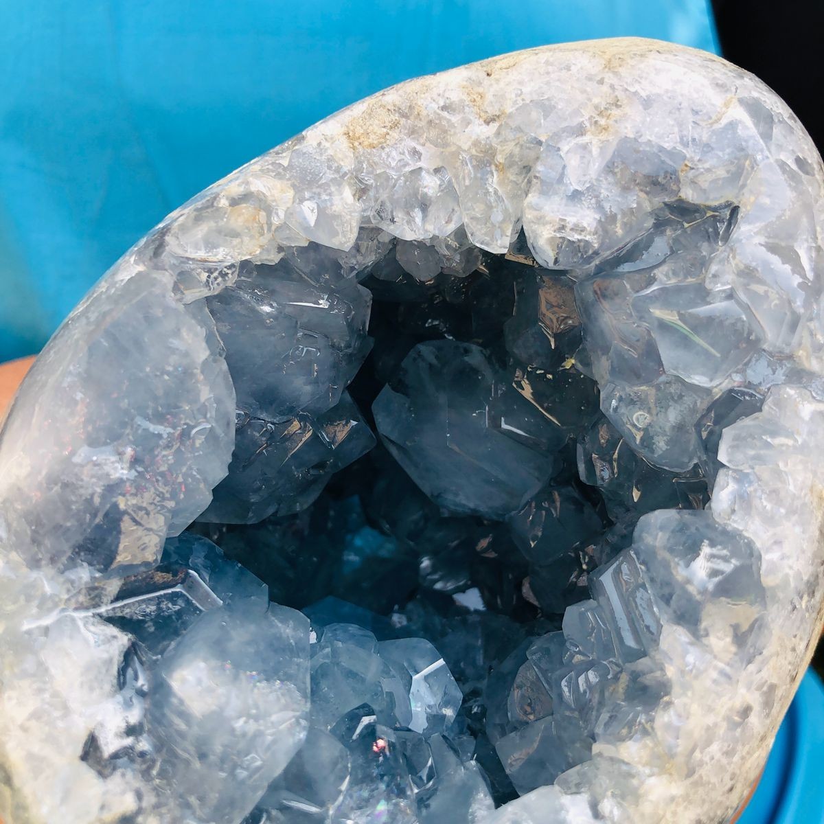 4.64LB Natural Blue Celestite Geode Quartz Crystal Mineral Specimen Healing
