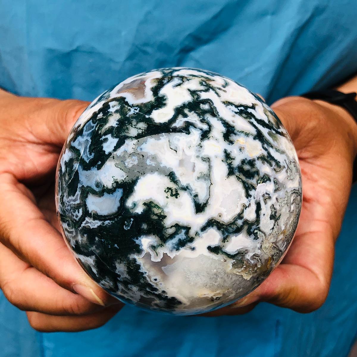 3 pieces 5.47LB Natural Aquatic Agate Ball Quartz Crystal Sphere Healing 2111