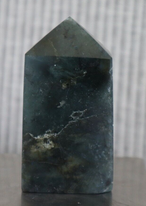 LABRADORITE POINT/ 4 SIDED/ 3.46 INCHES TALL/ 233.4 GRAMS