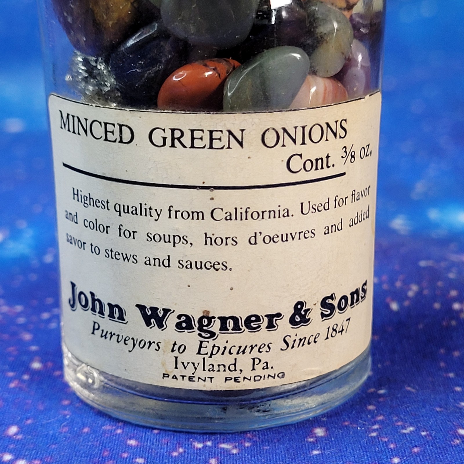 1/4 lb Mixed Crystals in Vintage Apothecary Glass Jar Wagner Spice Tumbles/Chips