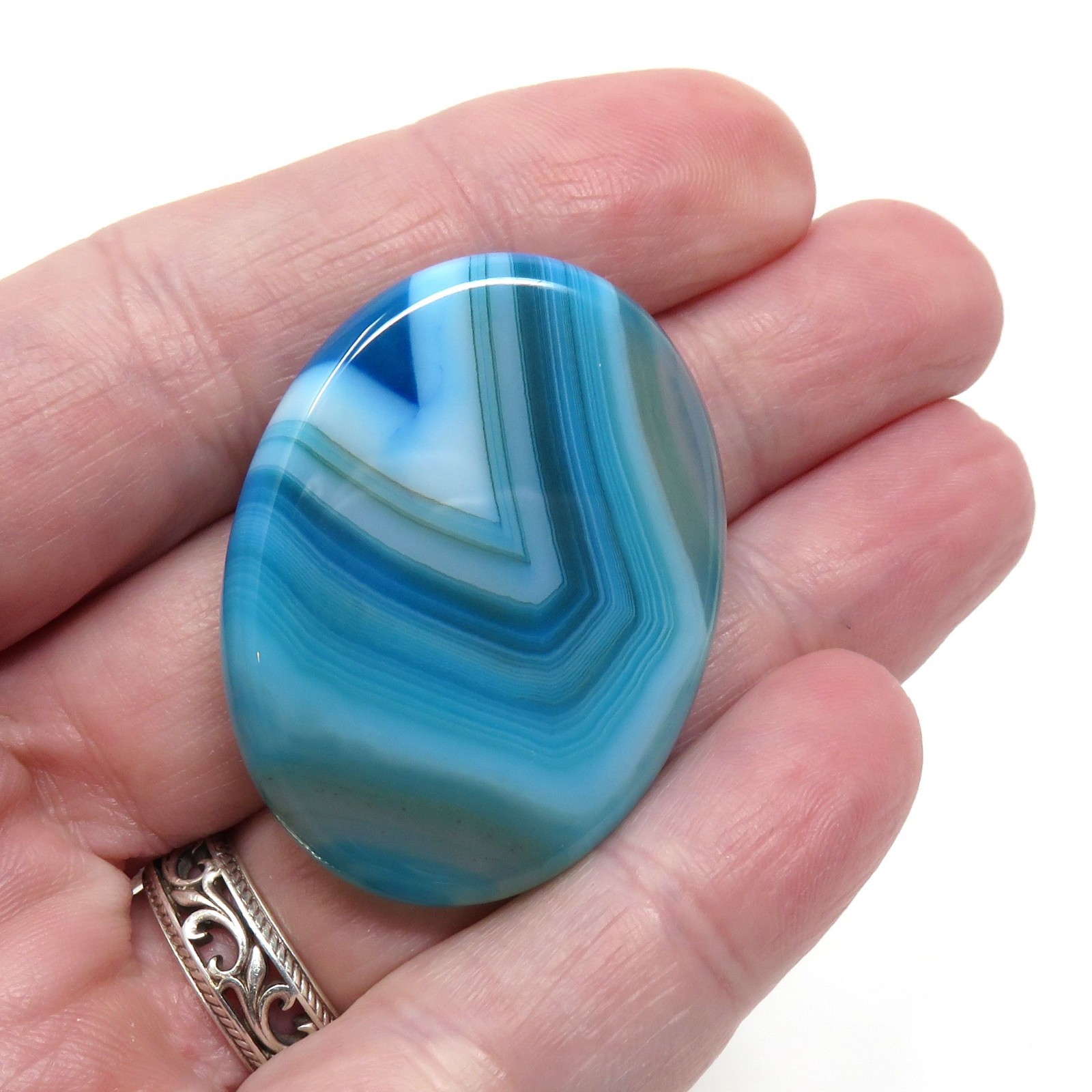 Blue Agate Worry Stone #1380 – 40mmX30mm or 1.5″x 1″ – 6mm Thick – Pocket Stone