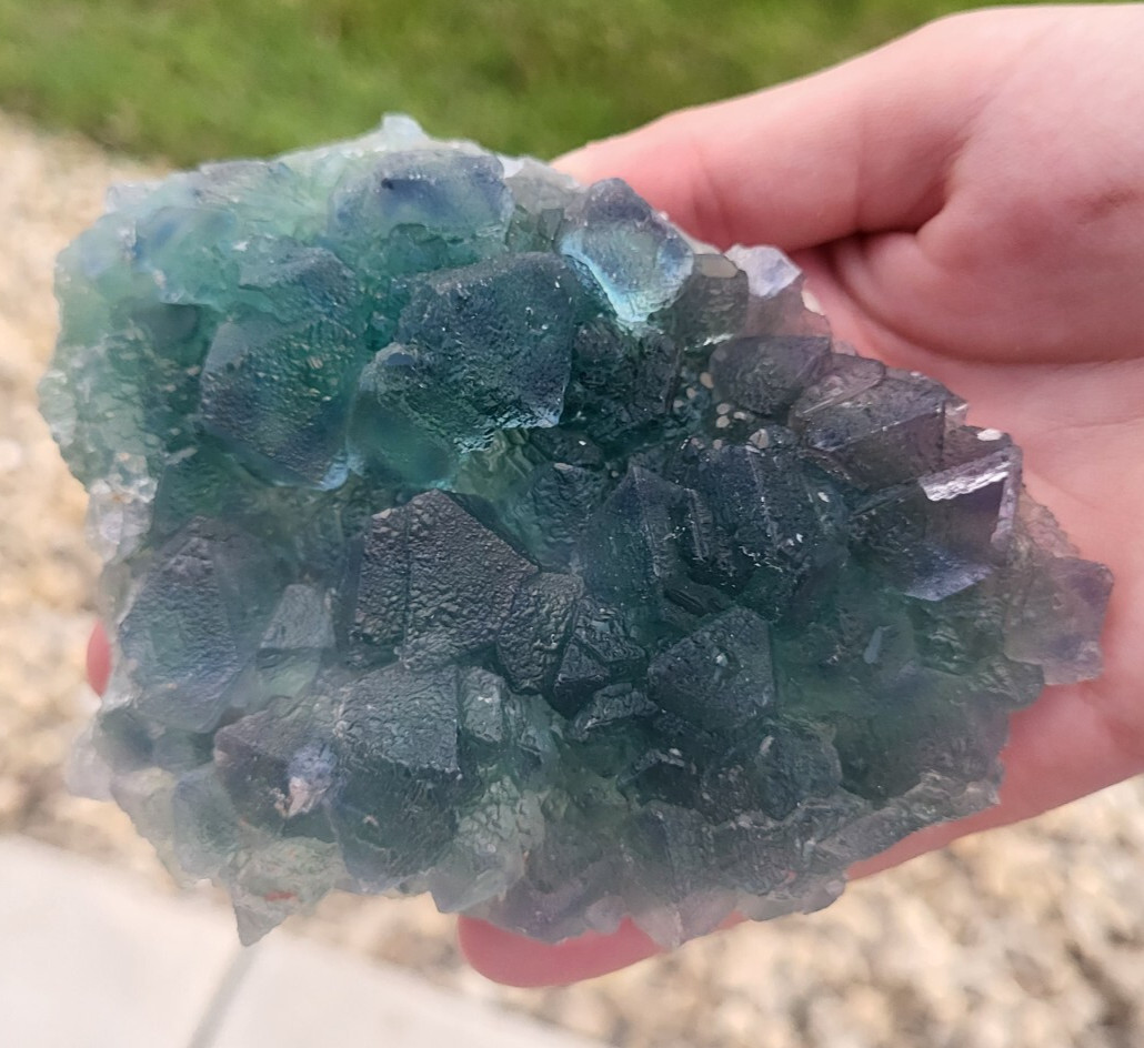 Green Fluorite Cluster Crystal Raw Cube Really Nice! Gemstone Mineral Specimen