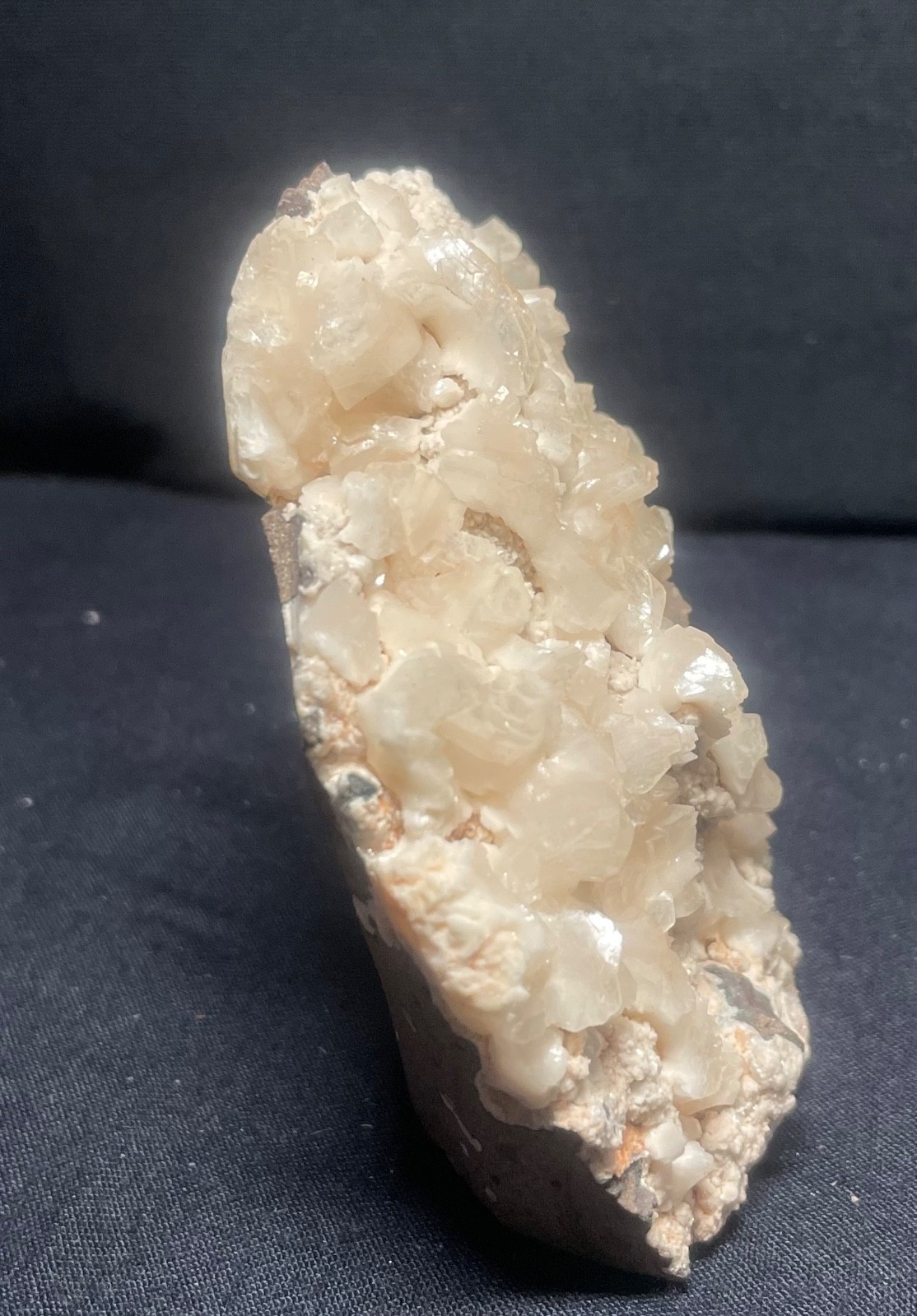 Natural stilbite on calcite cluster mineral specimen 218 gr 8x9x4.5 cm video
