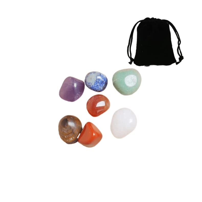 Healing Crystal Stone Gift Set, 7 Raw Chakra Stone for Yoga Meditation w/ bag