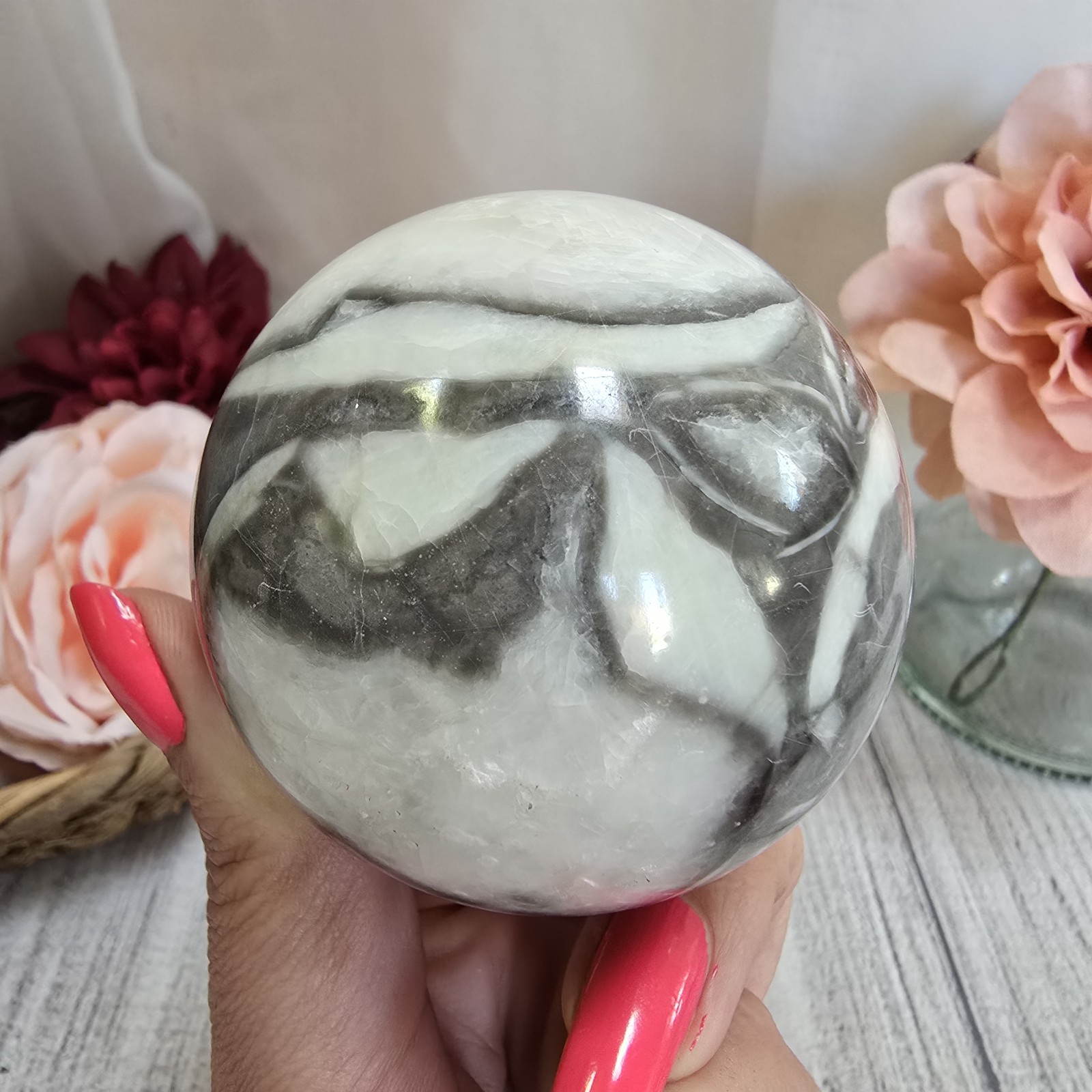 61mm Shell Stone Sphere, Thousand Eye Stone Orb (y)