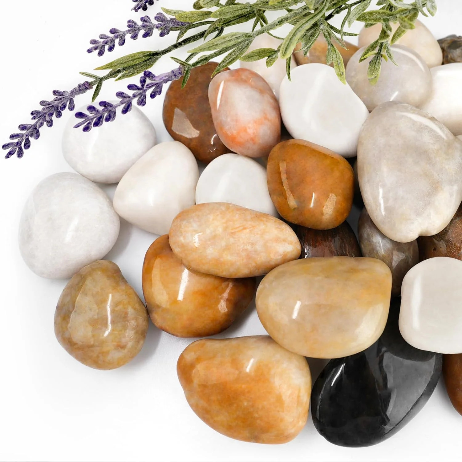 4lb Mixed River Rocks for Plants, 1-3″ Pebbles for Indoor Plants | Polished Gard