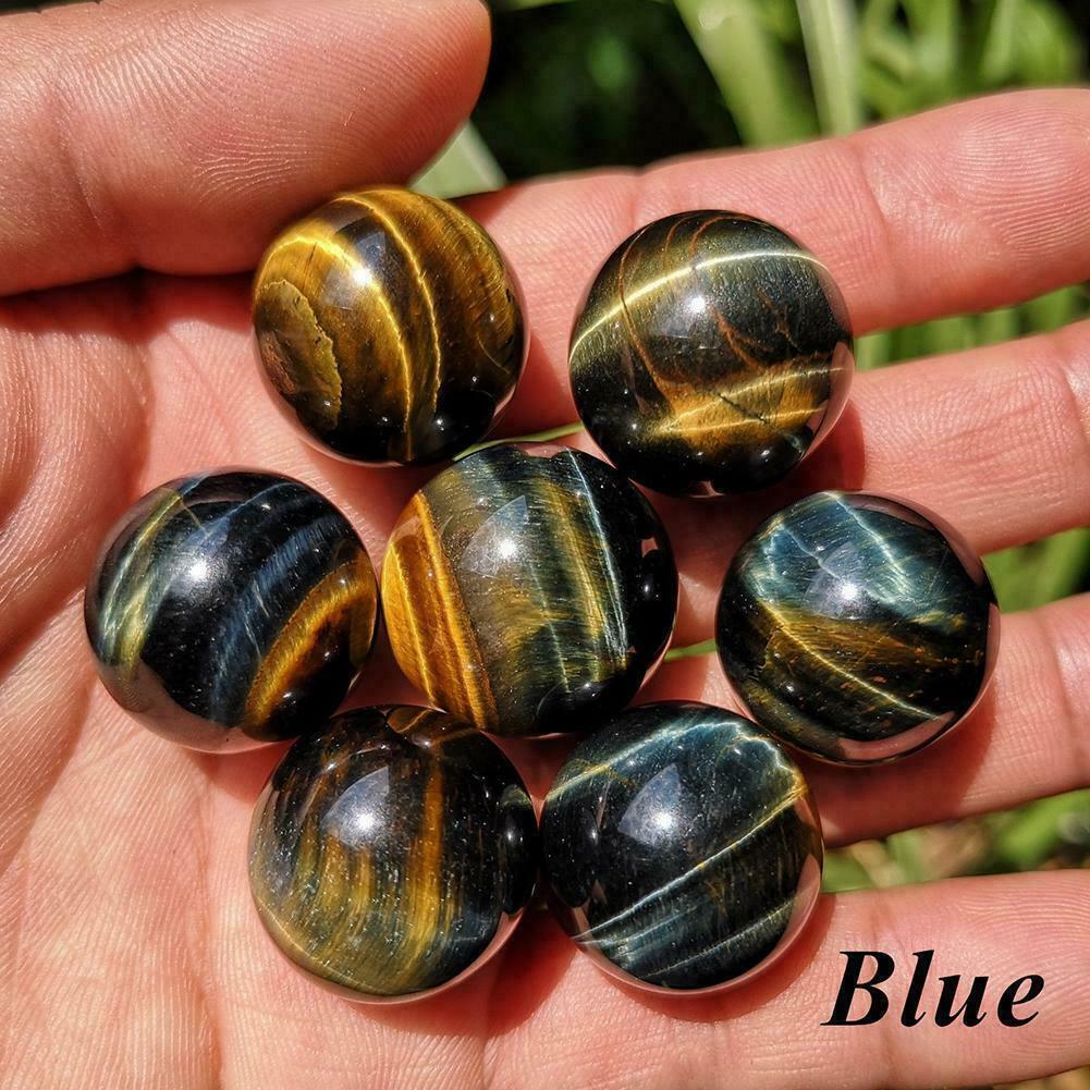 Natural Blue Tiger’s Eye Jasper Quartz Sphere Crystal Ball Healing Rock 2/4/6Pcs