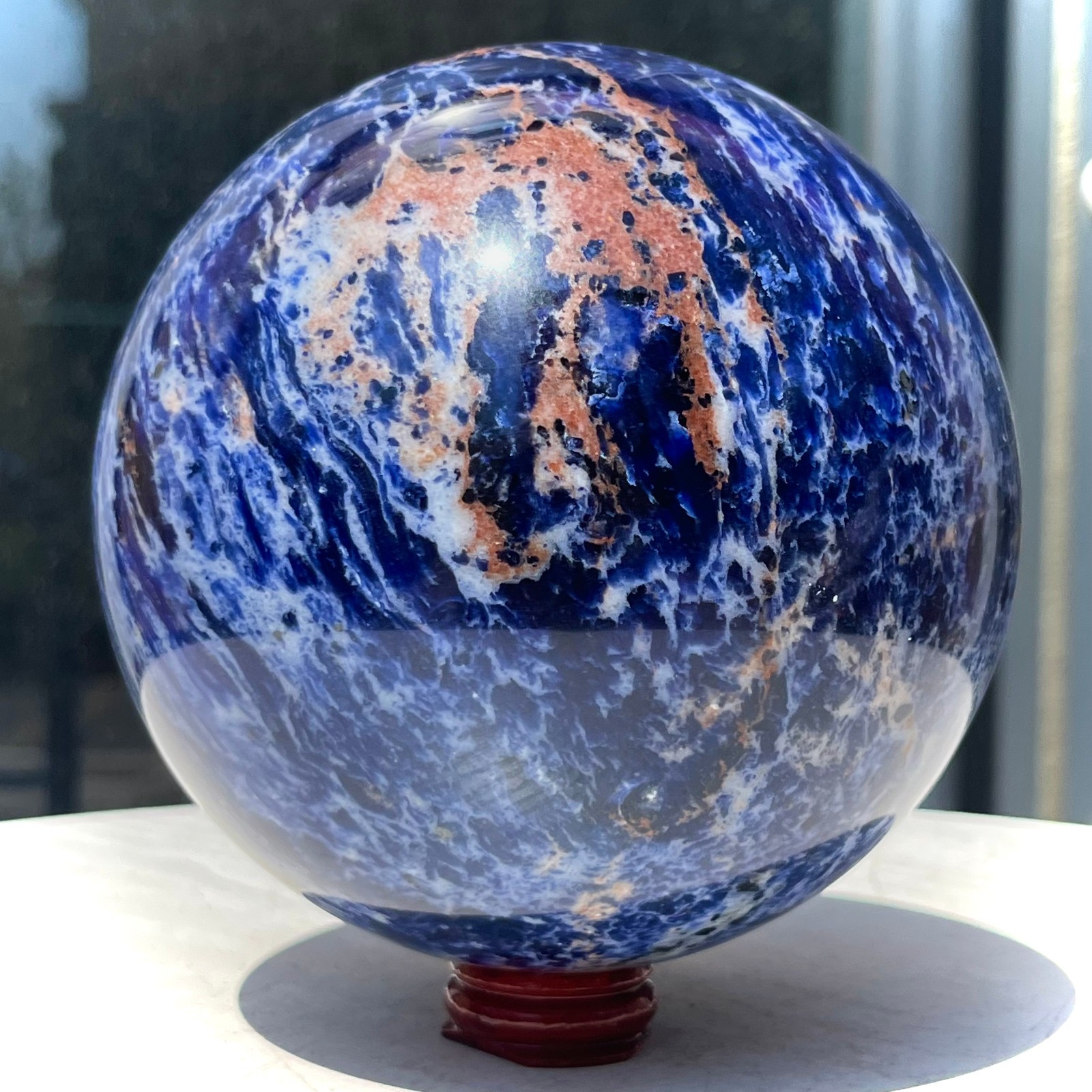 Natural Blue Sodalite Sphere Crystal Ball Healing Stone Reiki Chakra Gift 5.8 lb