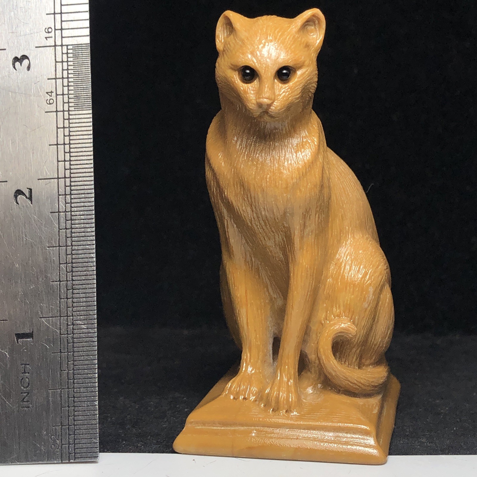 Hand Carved Natural Songhua Stone Quartz Cat Sculpture Signed Collectible Art.
