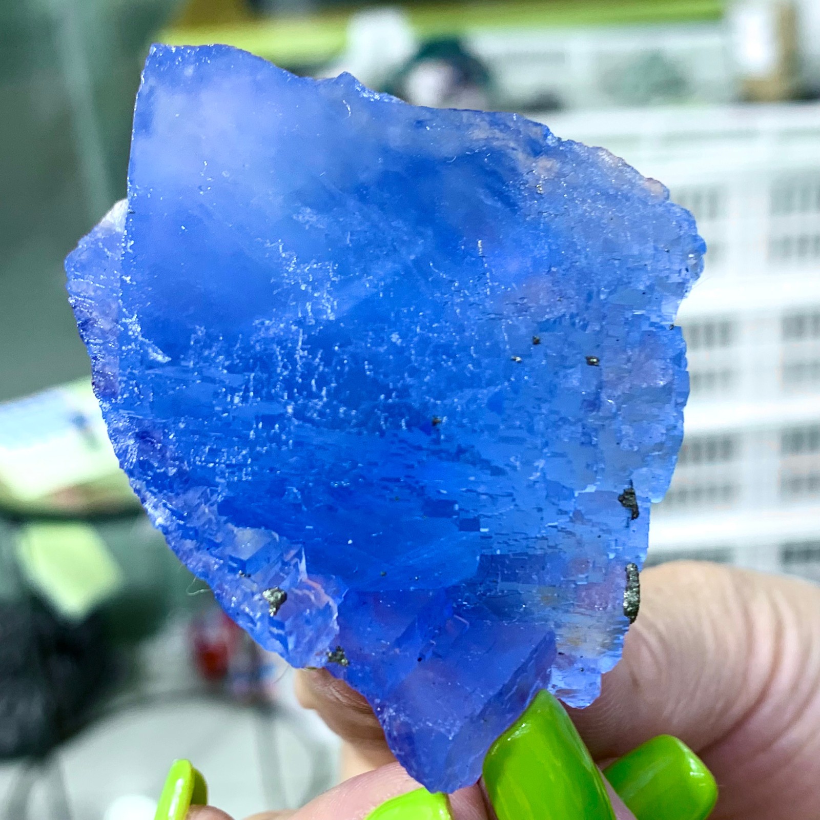 97G Rare transparent blue fluorite cubic mineral crystal sample/China