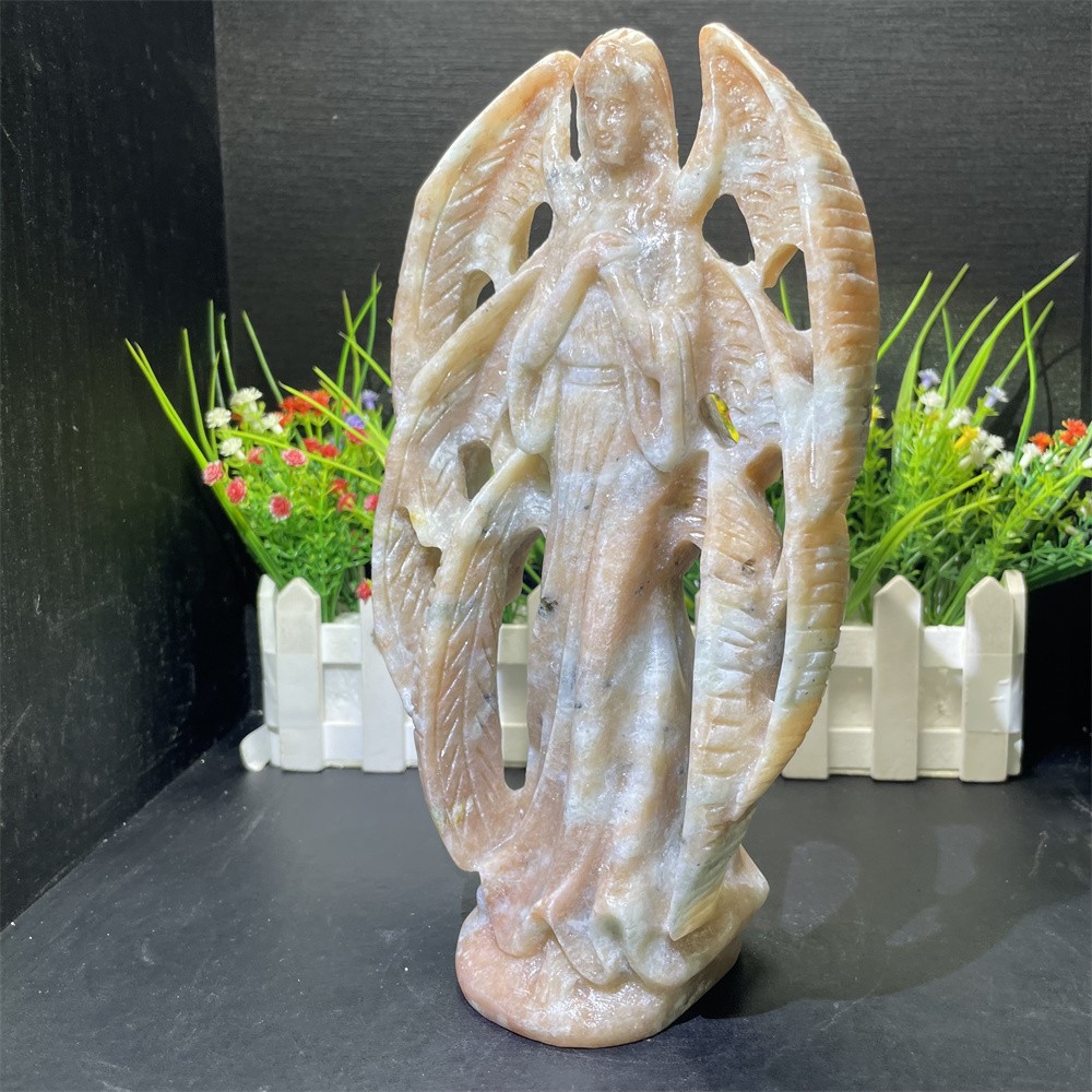 3.7LB 9.4″ RareA+ Natural Xiuyan Jade Angel Quartz Crystal Healing Decor Gift