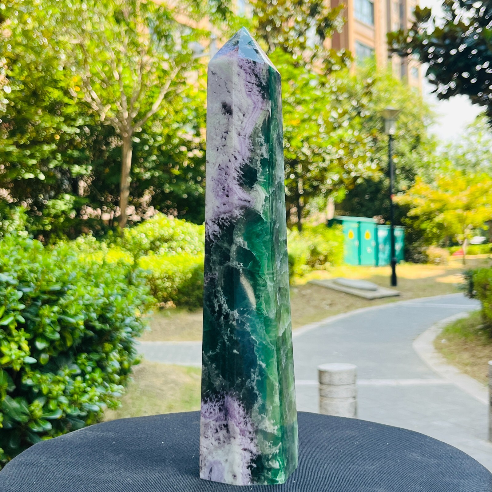 3.6LB Natural Colourful Fluorite Obelisk Quartz Crystal Tower Healing