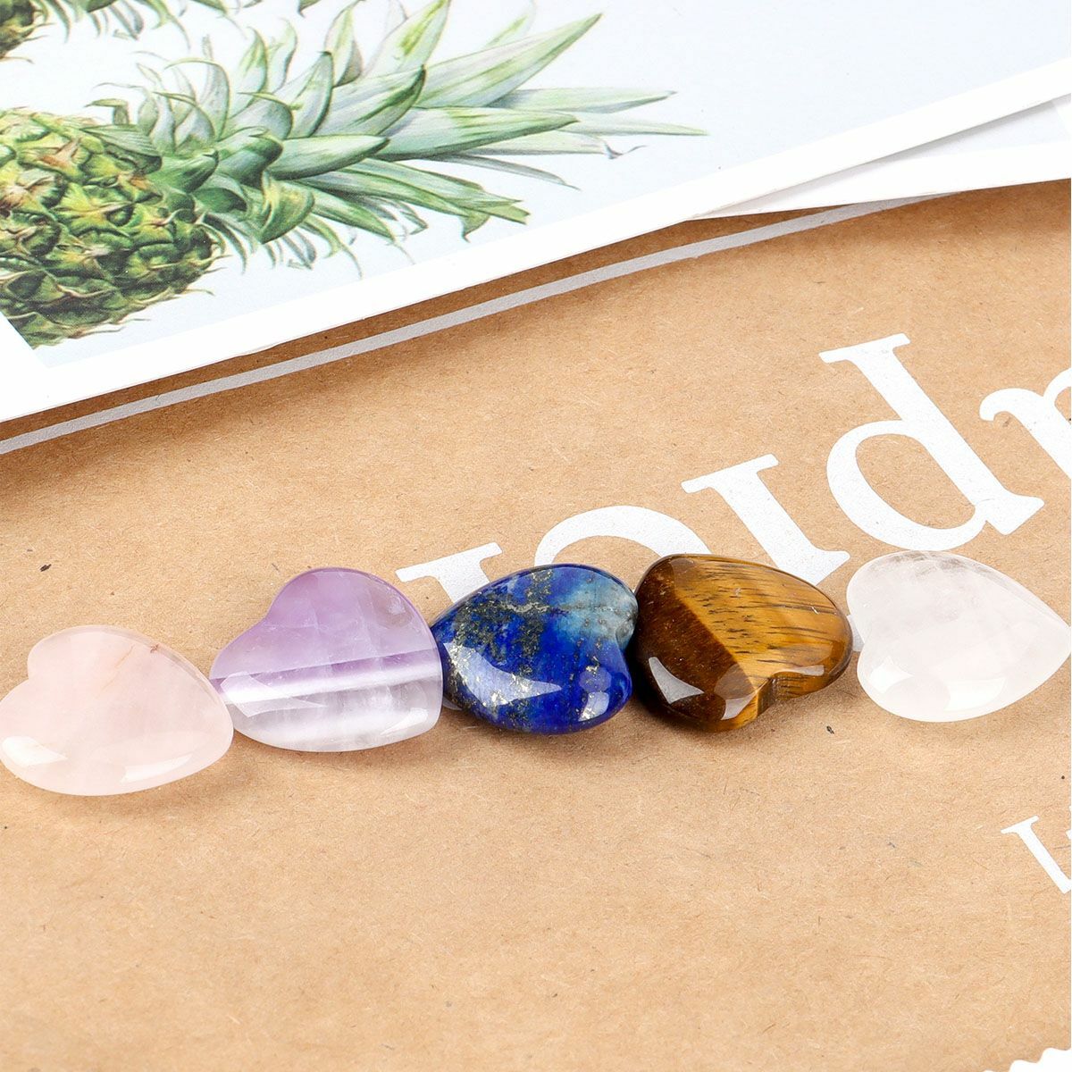5/10PCS Natural Crystal Quartz Carved Heart Shaped Healing Love Gemstone 20mm