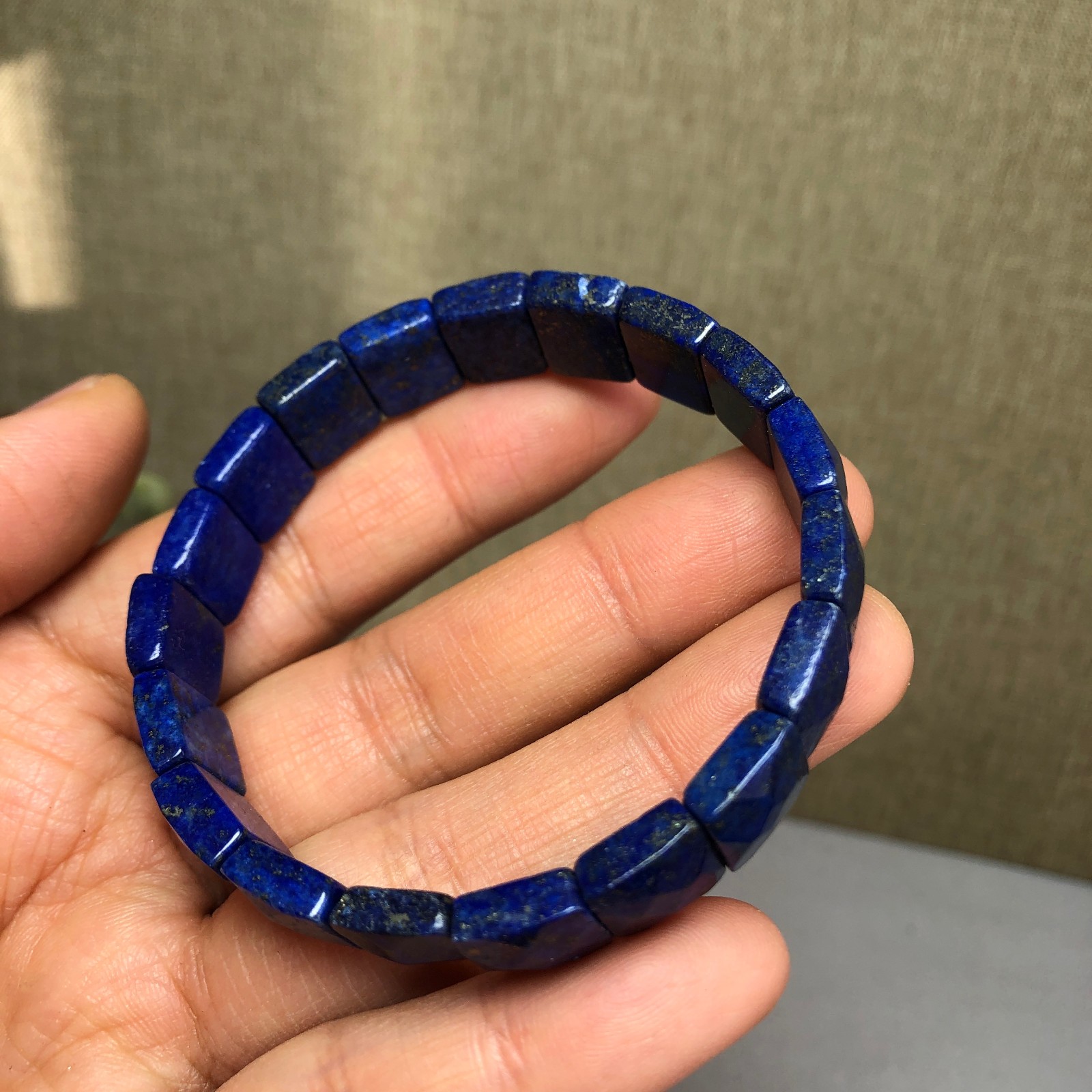 Rare Natural lapis lazuli Crystal Quartz chain aspect beads bracelet 25g A3113
