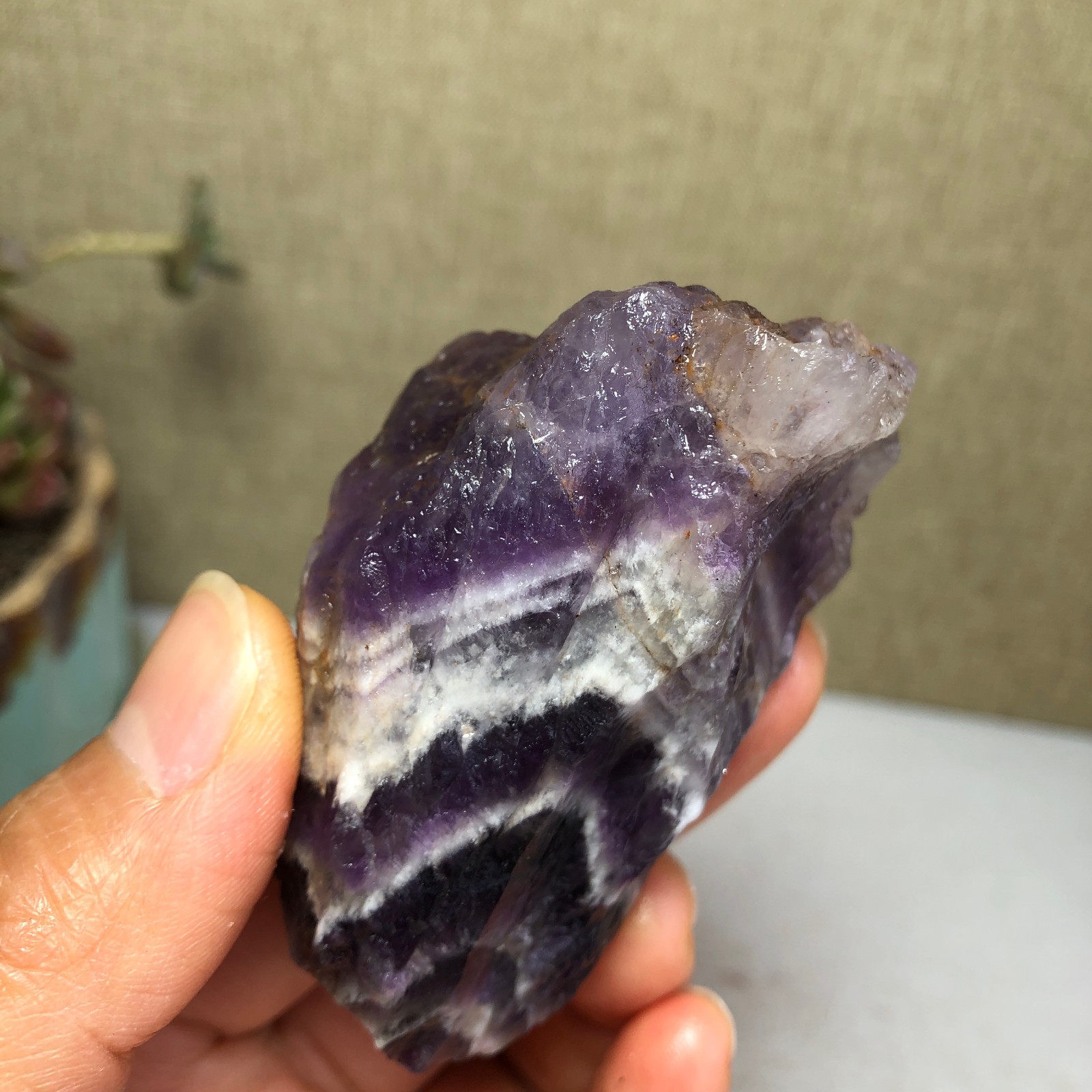 65mm Natural Dream Amethyst gemstone rough Crystal uncut specimens 123g A3816