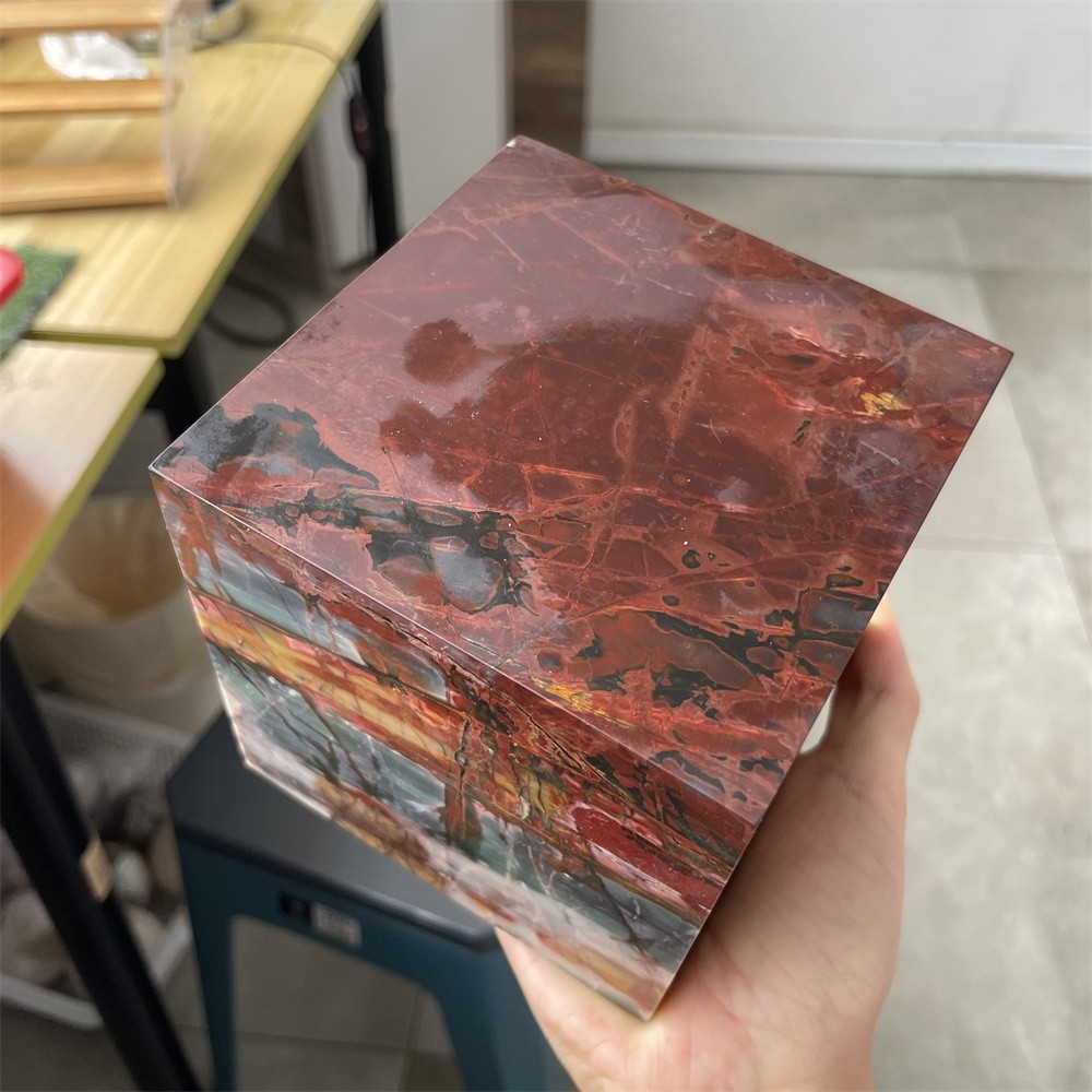 6.9LB 4.1″ A++Natural Creek Jasper Cube Square Crystal Quartz Energy Decor
