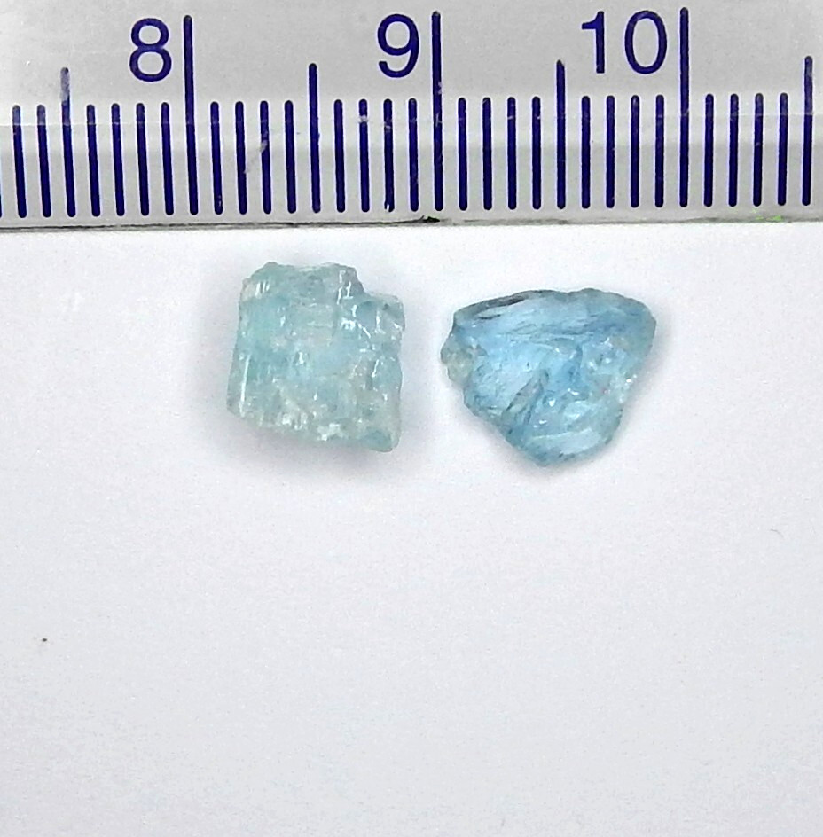3.5ct Lot of 2 Blue Zircon Natural Earth Mined Rough Crystals Facet Cab Grade