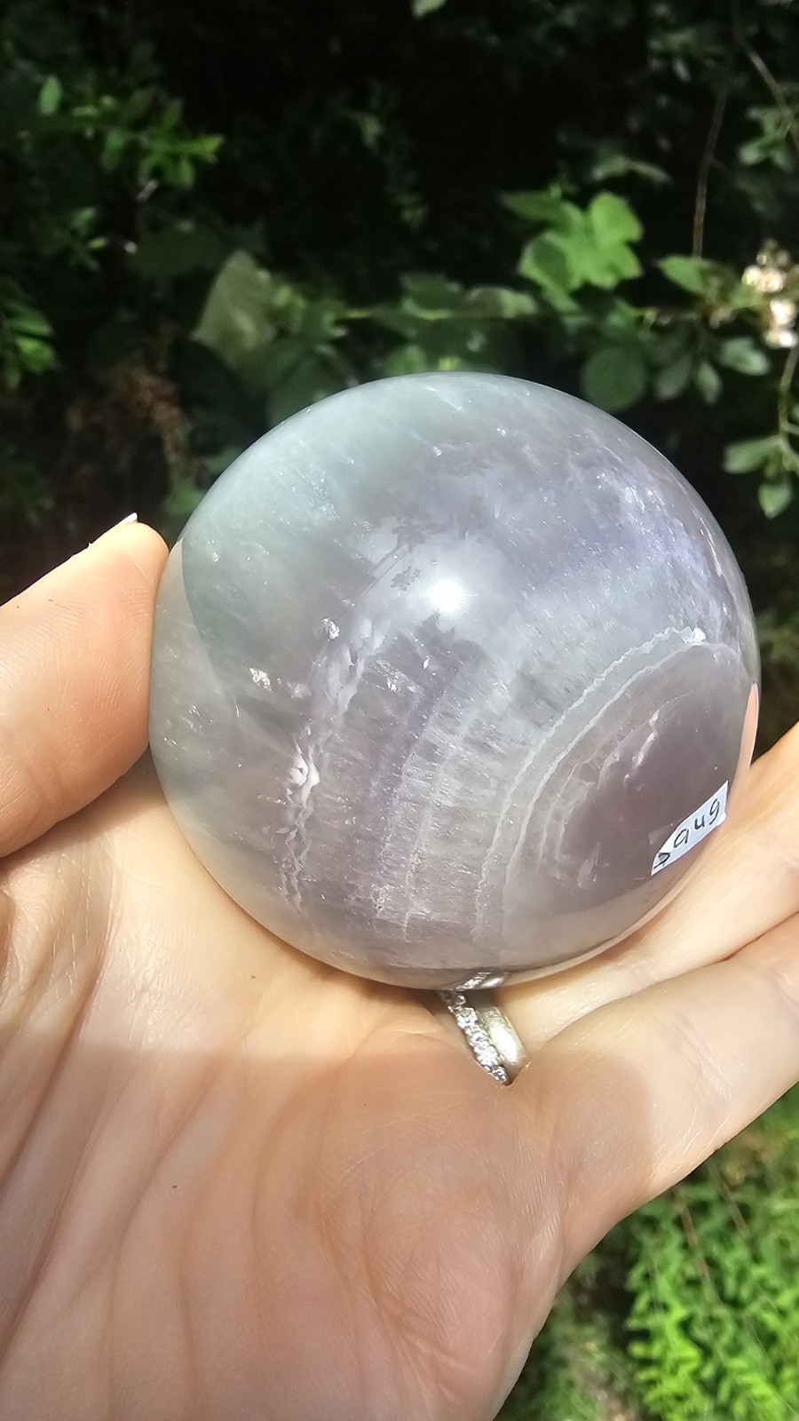Rainbow Purple Green Fluorite crystal Sphere Healing 6.3cm 394g Orb Focus