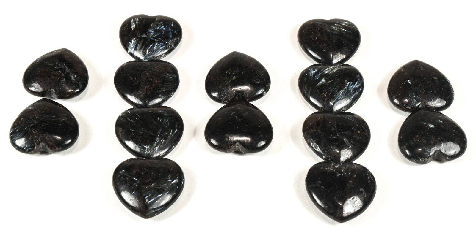 30mm Sparkling Astrophyllite w/ Red Garnet Crystal Mineral Heart – Russia 1,2PCs