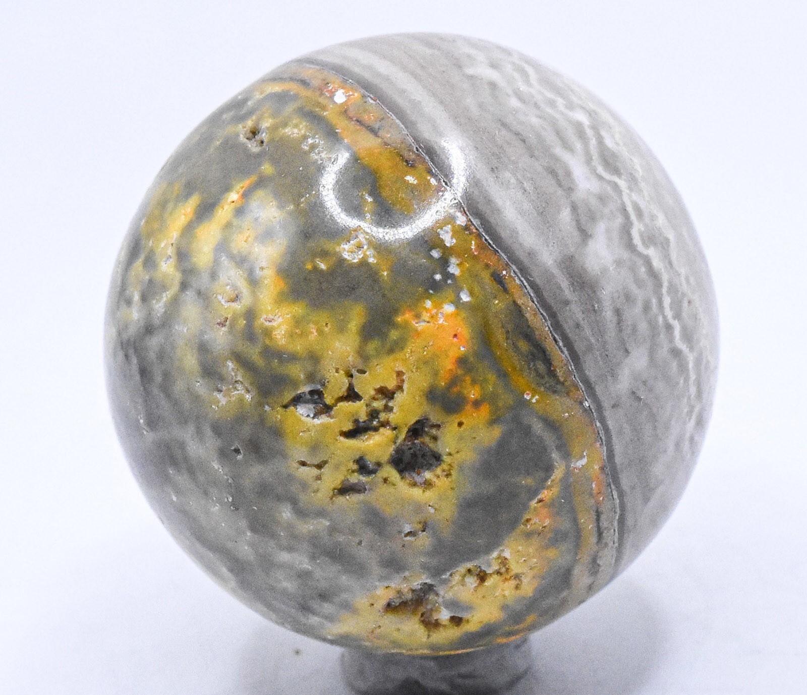 49mm Silverish Bumble Bee Jasper Sphere Polished Natural Mineral Ball Indonesia