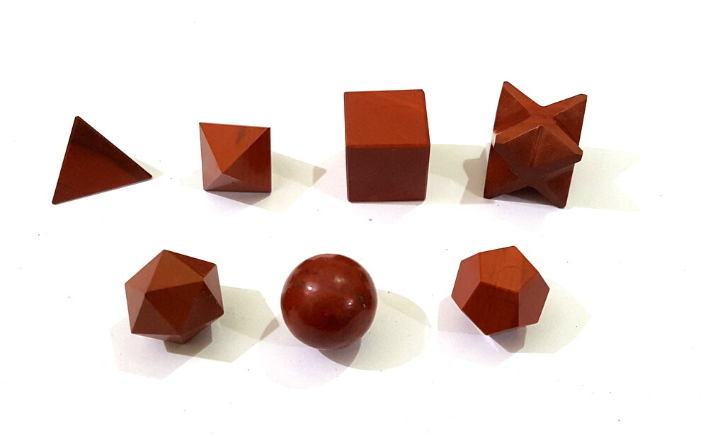 Red Jasper Sacred Platonic Geometry Set of 7 Shapes Reiki Chakra Set Healing