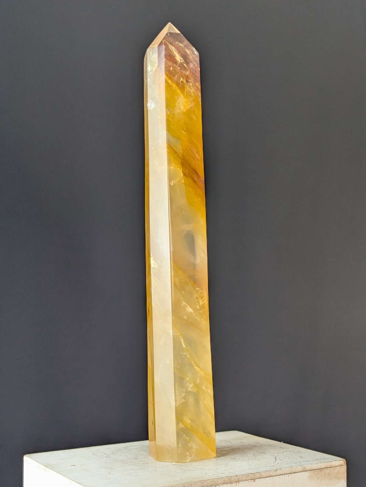 Golden Healer Crystal Tower Point Large Big Gemstone Chakra Reiki