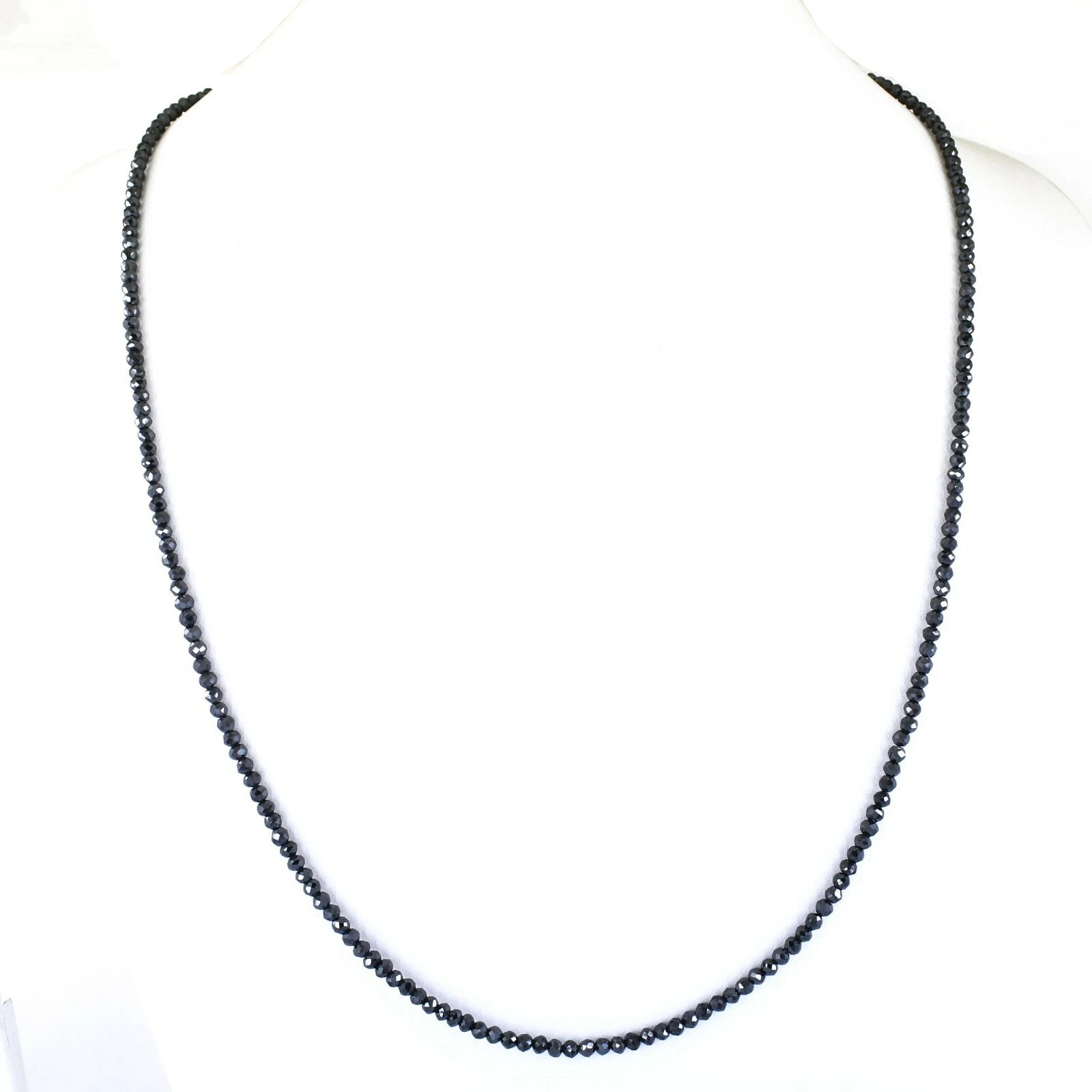 Certified 2 mm Certified Black Diamond Necklace, excellent Cut & Luster ! VIDEO