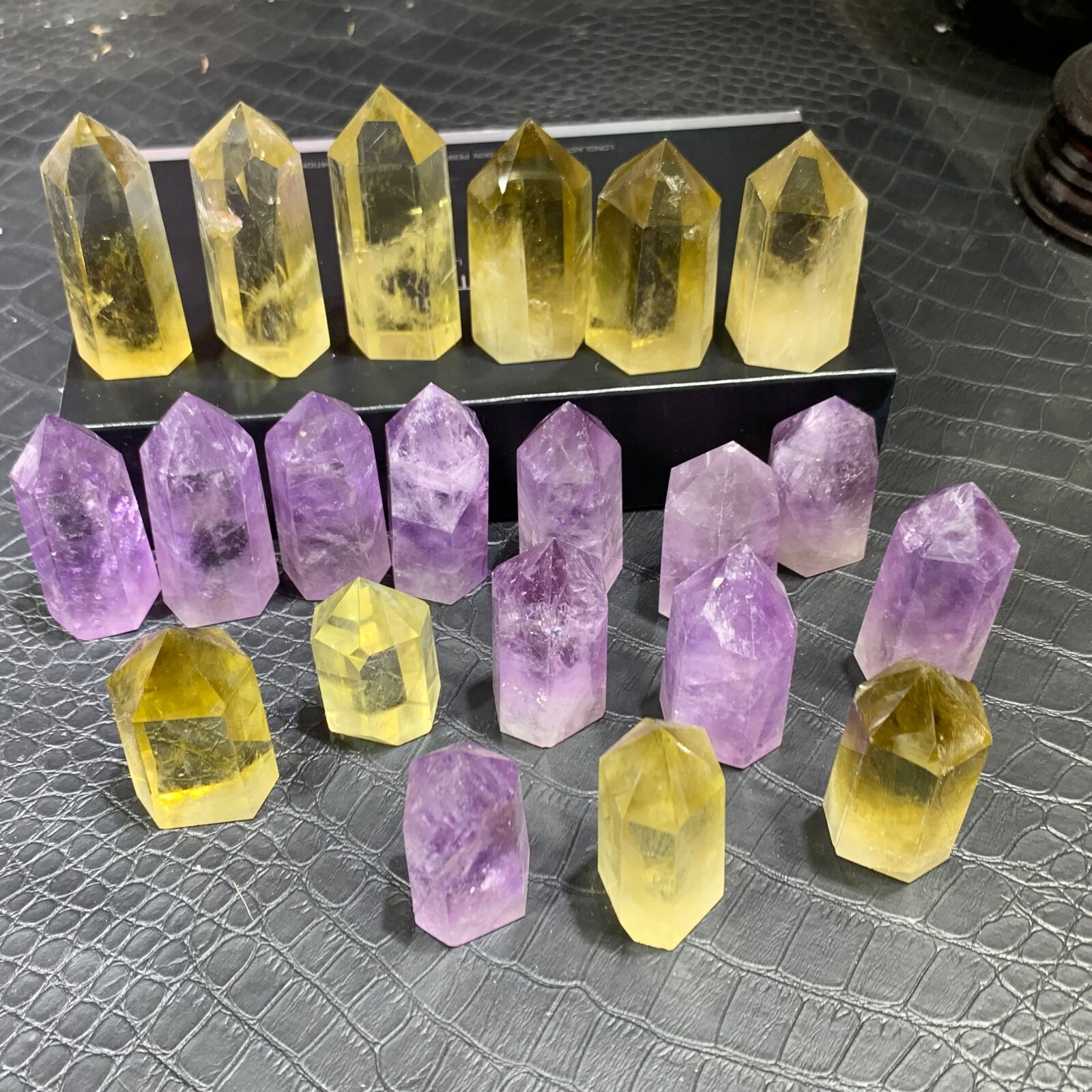 20pcs Natural amethyst citrine quartz obelisk crystal wand point healing random