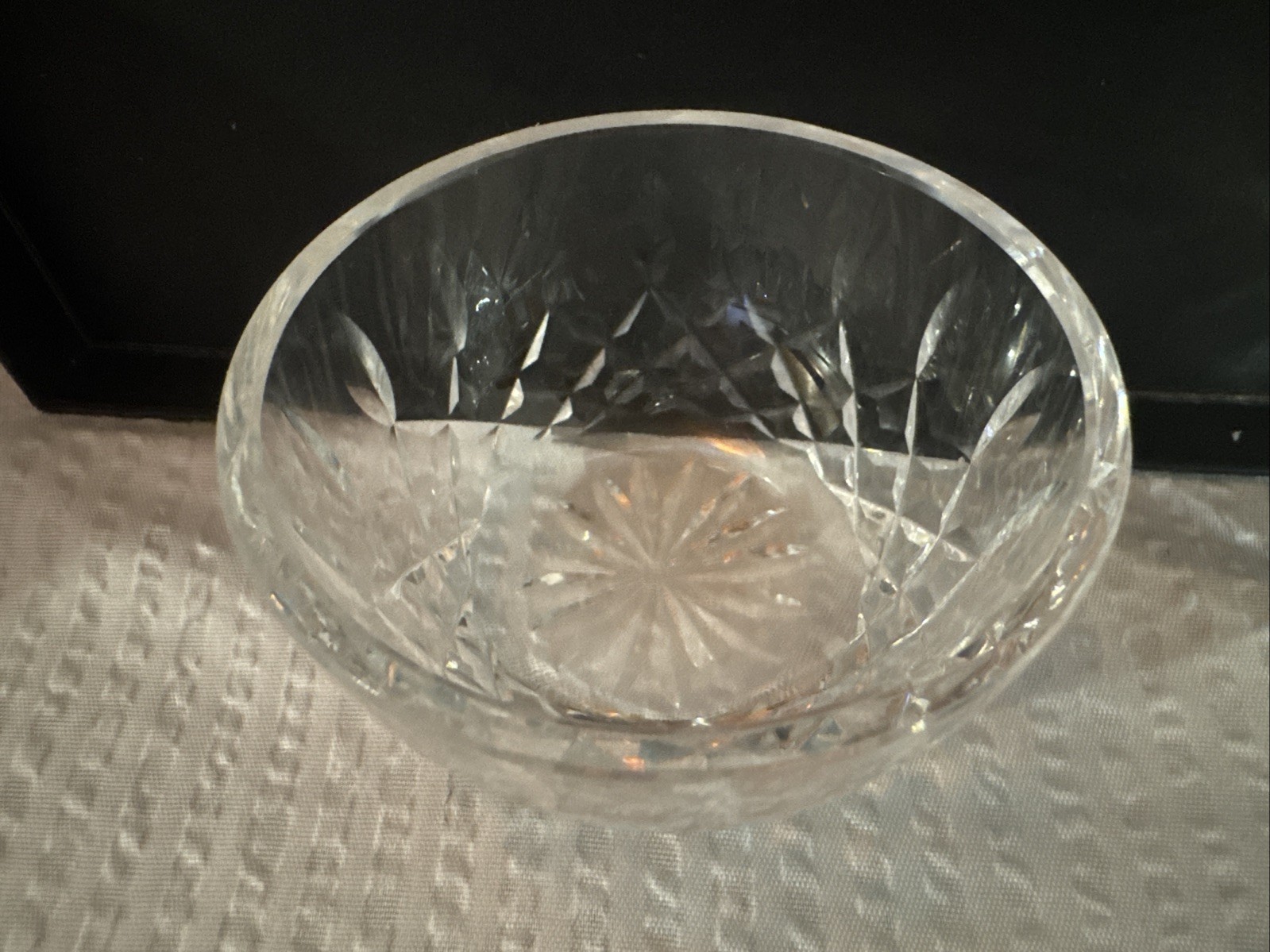 Vintage Mini Cut Crystal Creamer Sugar Bowl & Rose Bowl Set Diamond Sawtooth 3Pc