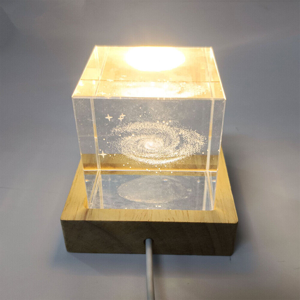 2pcs LED Light Adjuatable COLOR Square Solid Wood Base Holder USB Lamp Display