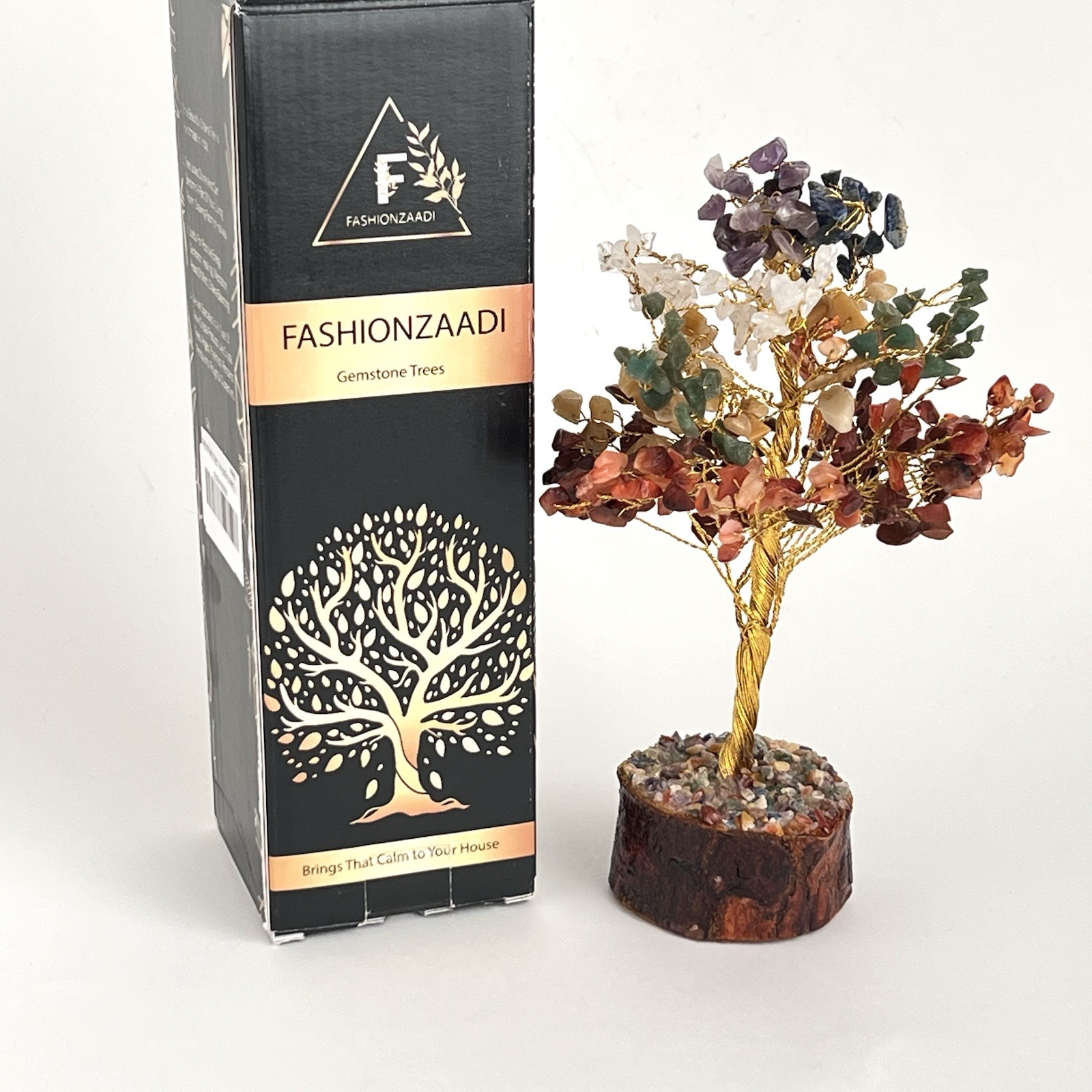 Fashionzaadi Seven Chakra Crystal Tree of Life Gemstones Bonsai Positive Energy