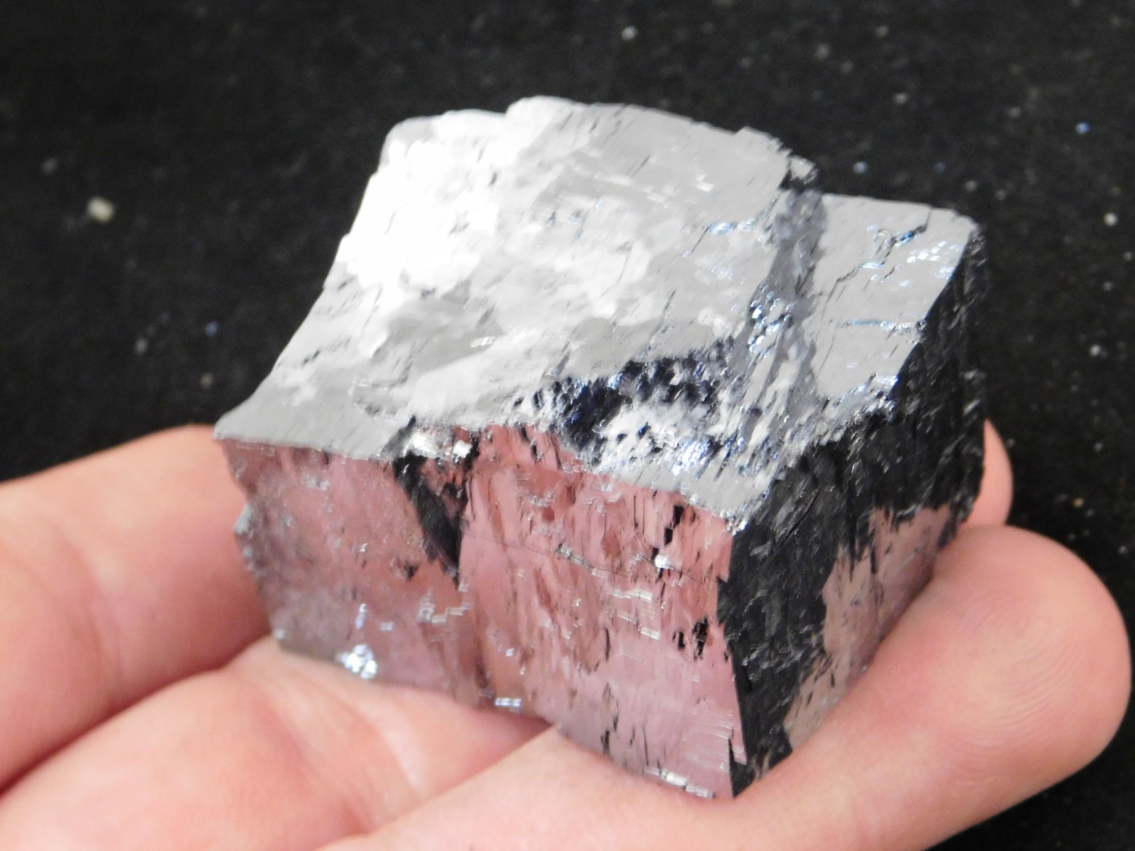 Larger! Super Shiny Stepped GALENA Crystal CUBE 100% Natural Missouri 231gr