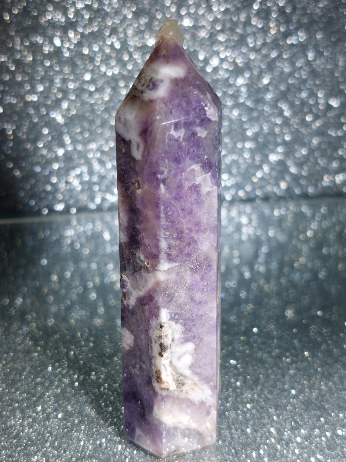 X1 Amethyst Crystal Tower Point Obelisk Healing Energy 81.7g 9.9cm
