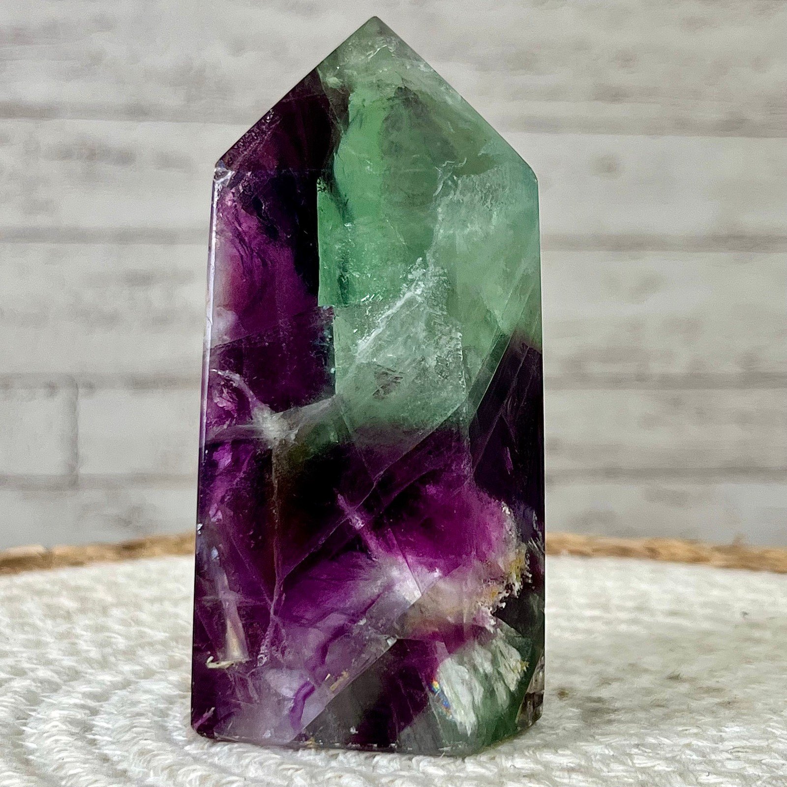 Natural Rainbow Fluorite Tower – Polished Crystal Point – Healing Stone 264 g