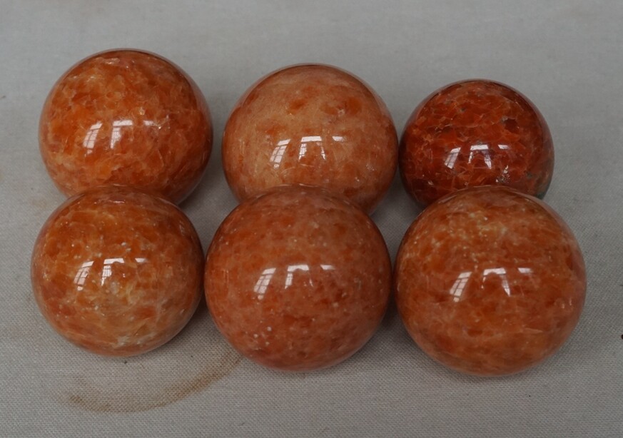 6Pcs 3.0LB Natural Sunstone Quartz Crystal Sphere Ball Polished Healing Brazil