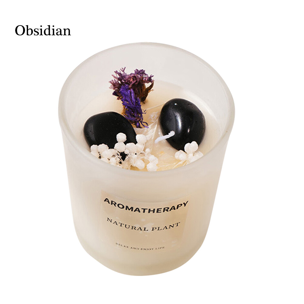 Natural Quartz Crystal Stone Aromatherapy Candle Soy Wax Smokeless Candles Gifts