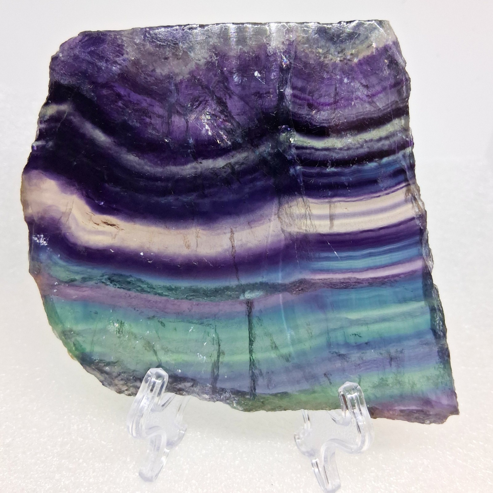 Large Purple Fluorite Crystal Slab Natural Polished Rainbow Fluorite Stone Slab
