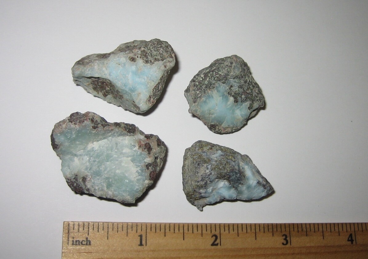 4 NATURAL ROUGH 0.9″- 1.4″ LARIMAR STONE MINERALS DOMINICAN REPUBLIC ~ 68.6g *1