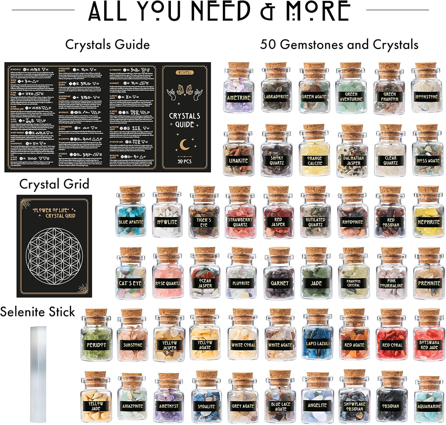 Bulk Crystals and Healing Stones 50 PCS – Real Mini Crystals for Spell Jars – Cr