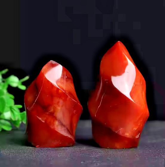 2025NEW! Carnelian Flame Stone Red Agate Stone Mineral Specimen Home Decor