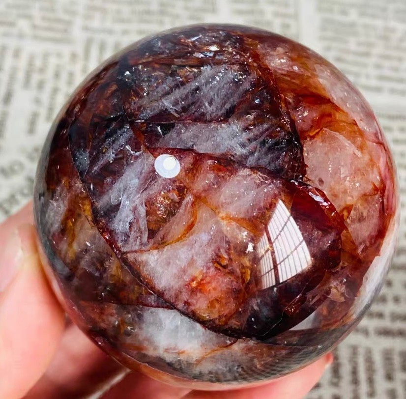 422g Natural Red Gum Flower Ball Crystal Sphere Specimen Energy Healing Reiki